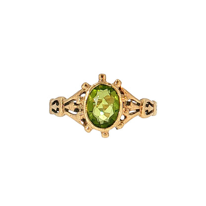 .87 Oval Peridot Cocktail Ring 10k Yellow Gold