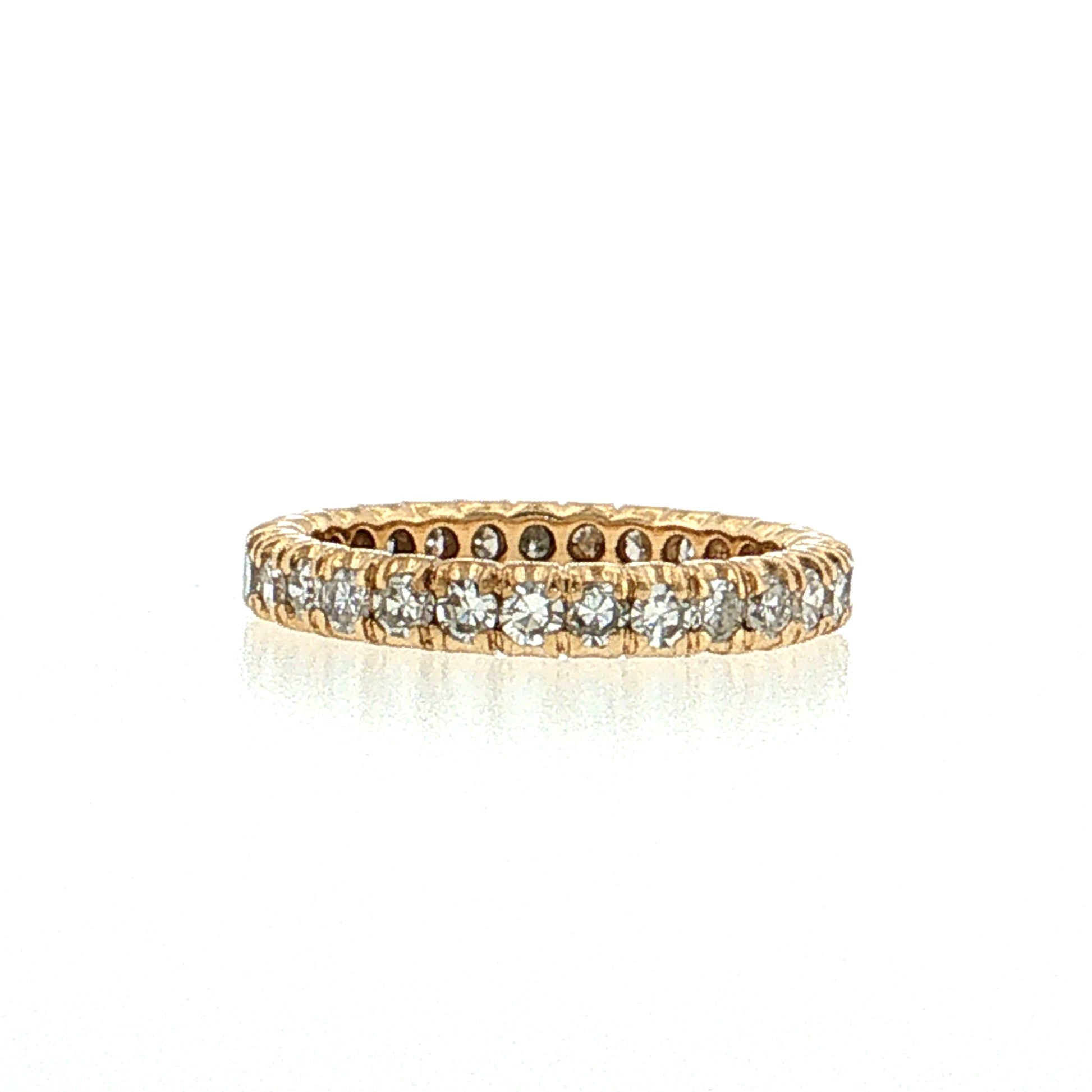 .87 Single Cut Diamond Eternity Wedding Band 14k