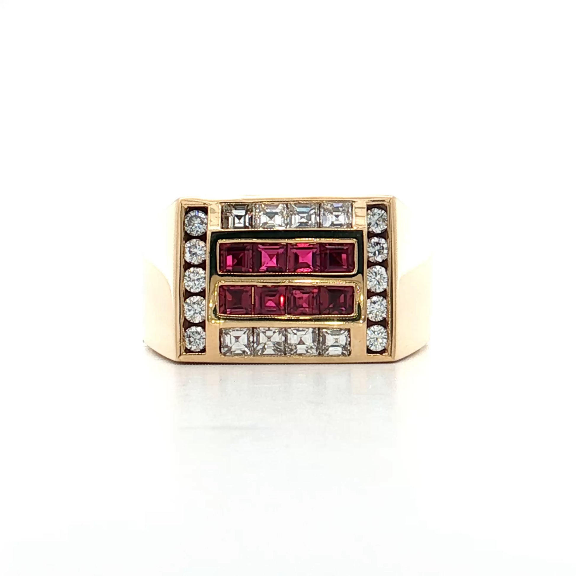 .88 Mens Ruby & Diamond Ring 14k Yellow Gold