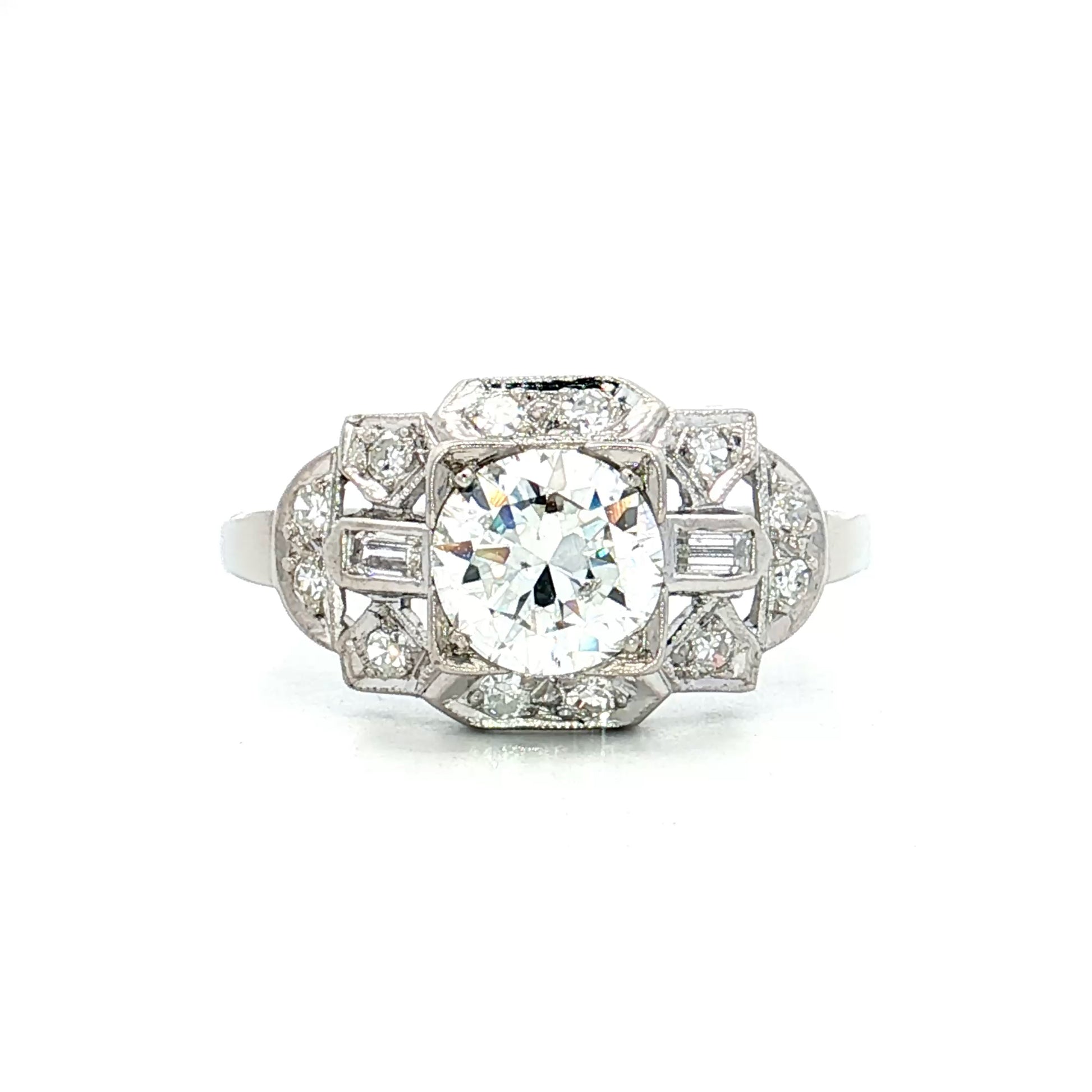 .89 Antique Old European Diamond Engagement Ring Platinum