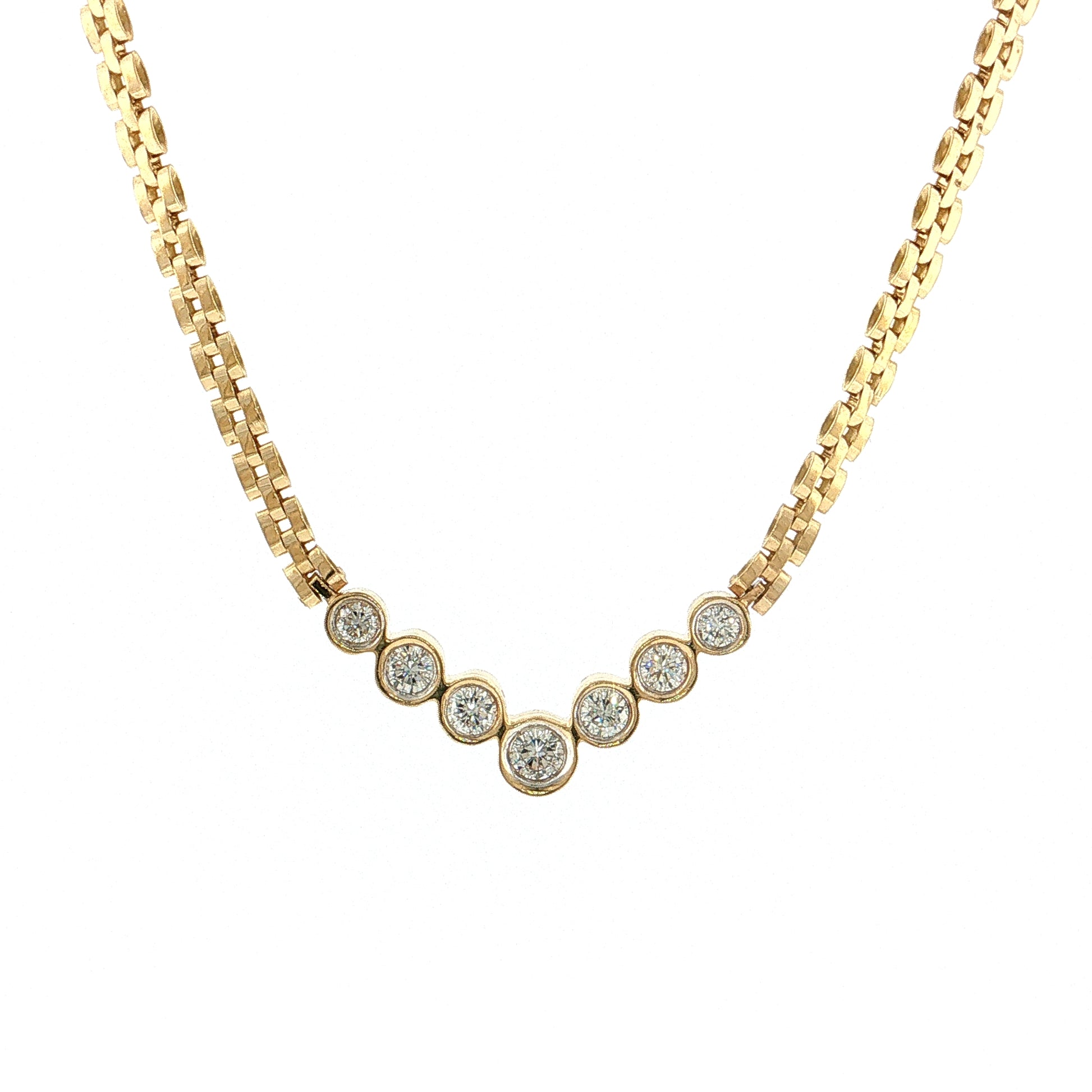 .89 Graduated Diamond V-Shape Necklace 14k