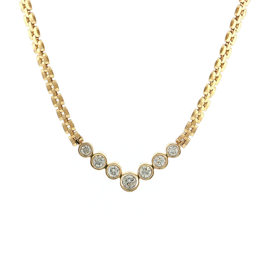 .89 Graduated Diamond V-Shape Necklace 14k