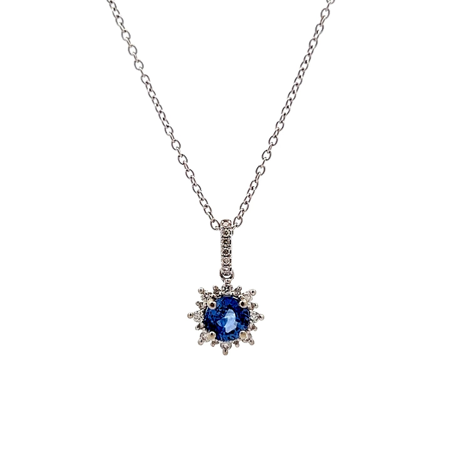 .89 Sapphire & Diamond Pendant Necklace in 14k
