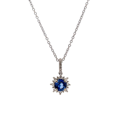 .89 Sapphire & Diamond Pendant Necklace in 14k