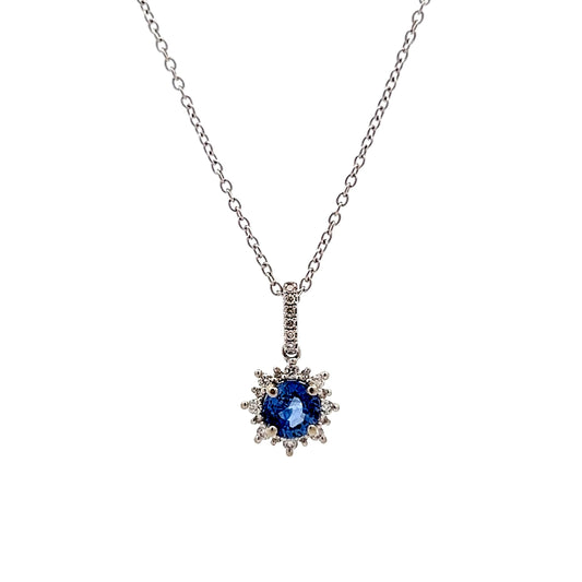 .89 Sapphire & Diamond Pendant Necklace in 14k
