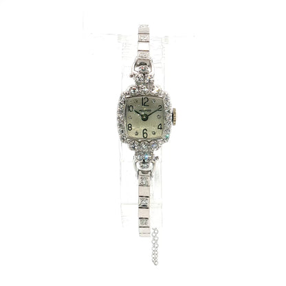 .90 Art Deco Diamond Movado Watch 14k White Gold