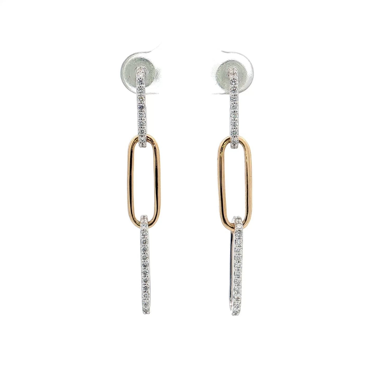 .90 Diamond Paperclip Link Earrings 18k