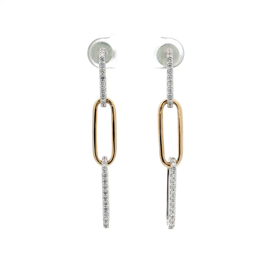 .90 Diamond Paperclip Link Earrings 18k