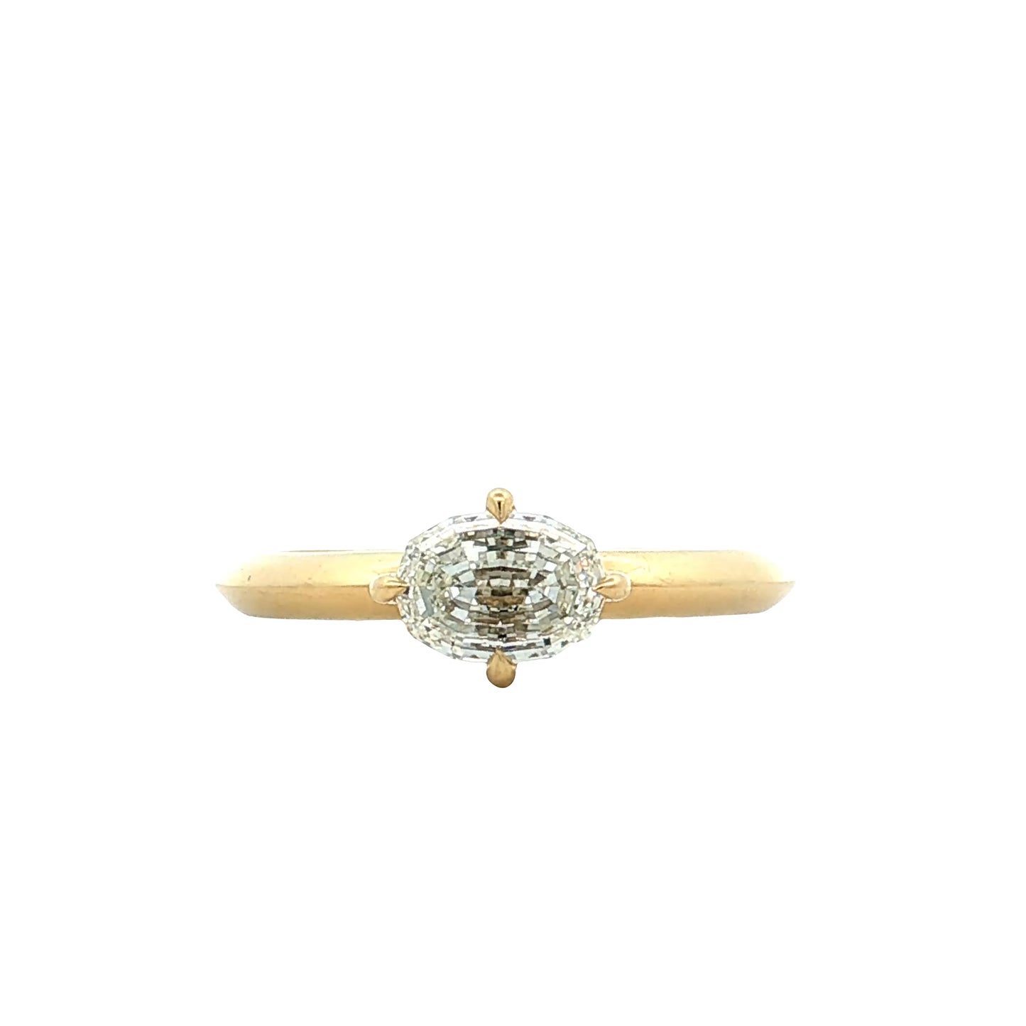 .90 GIA Oval Step Cut Diamond Engagement Ring 18k