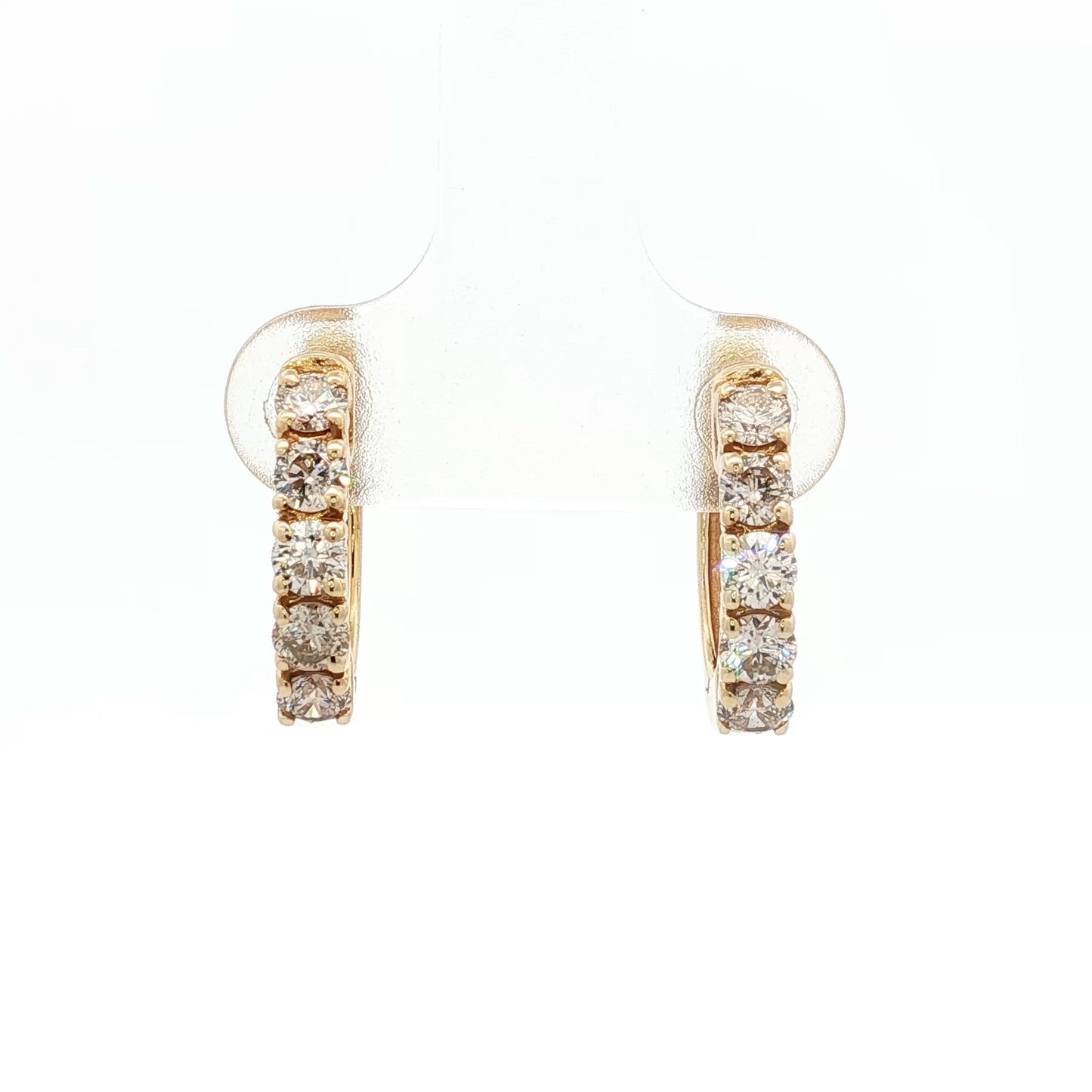 .90 Round Brilliant Diamond Hoop Earrings 14k
