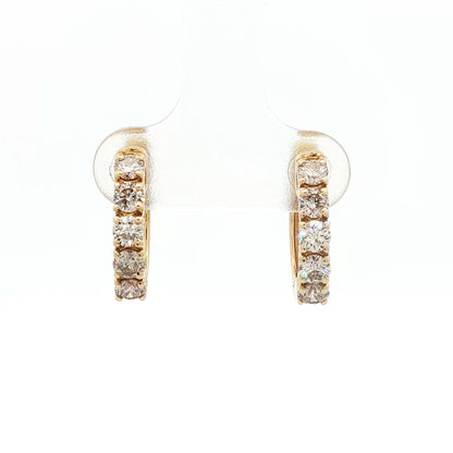 .90 Round Brilliant Diamond Hoop Earrings 14k