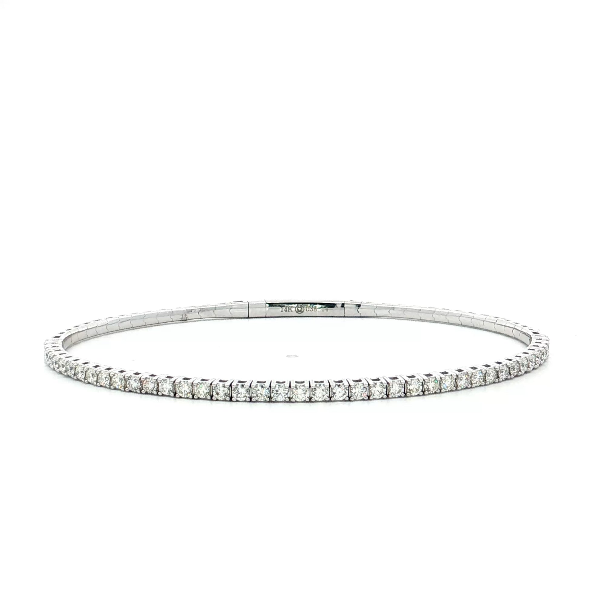 .91 Carat Diamond Flexible Bangle Bracelet 14k White Gold