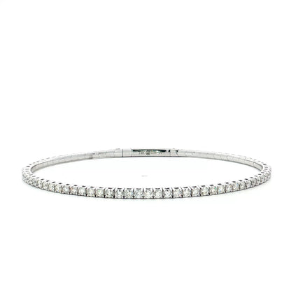 .91 Carat Diamond Flexible Bangle Bracelet 14k White Gold