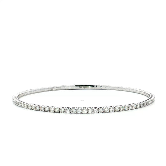 .91 Carat Diamond Flexible Bangle Bracelet 14k White Gold