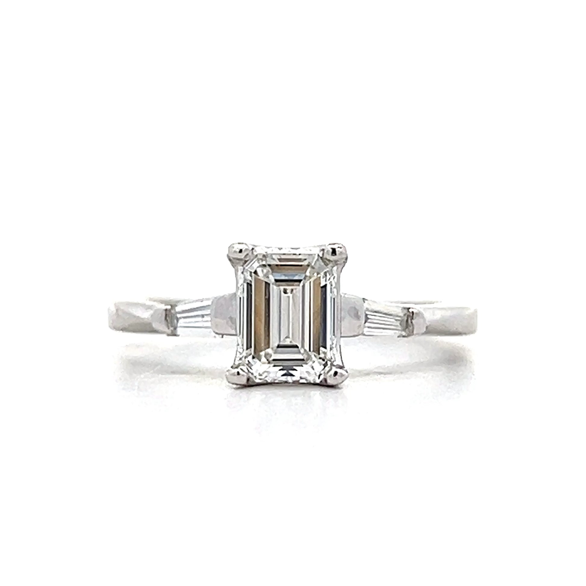.91 Emerald Cut Diamond Engagement Ring in Platinum