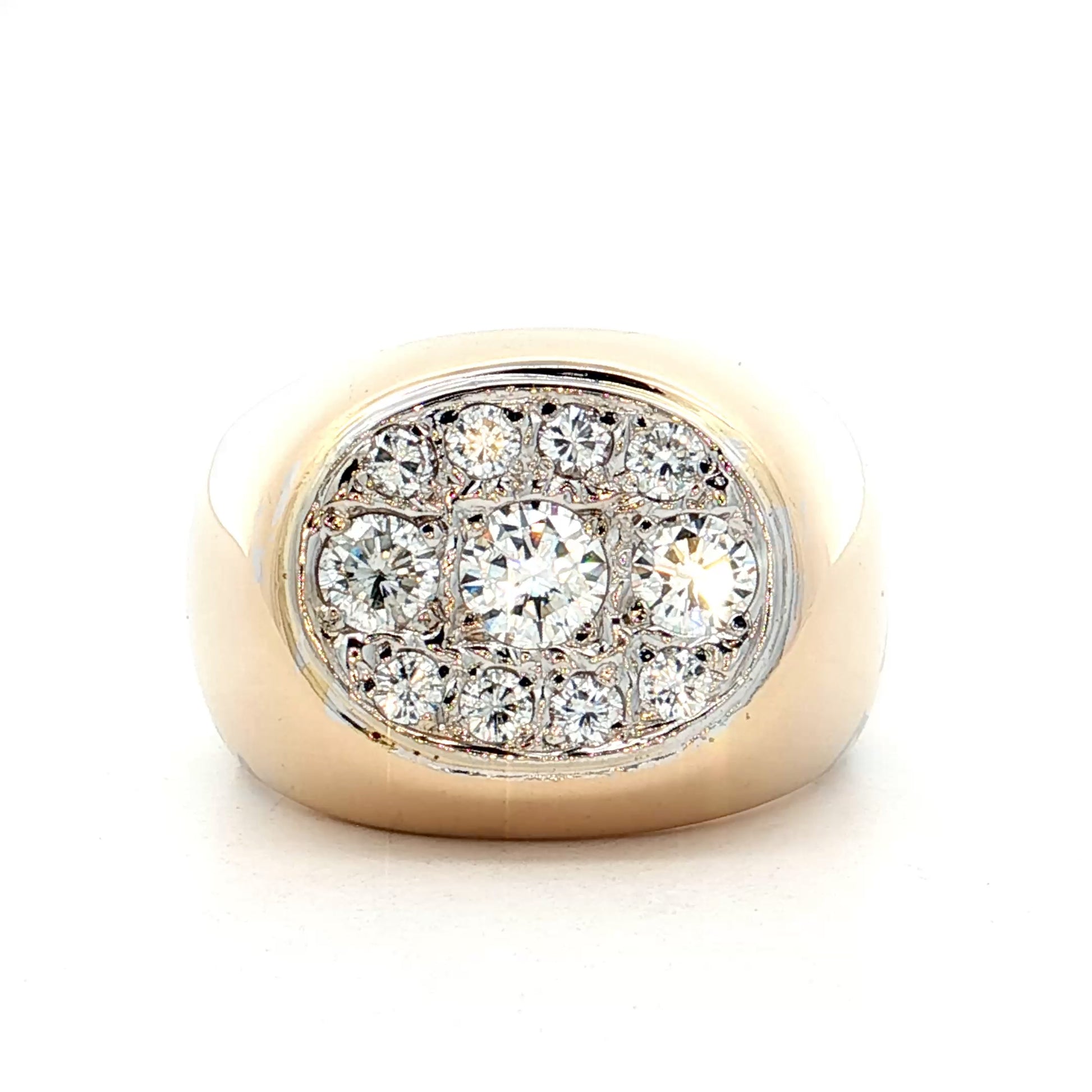 .91 Pave Diamond Cocktail Ring in 14k Yellow Gold
