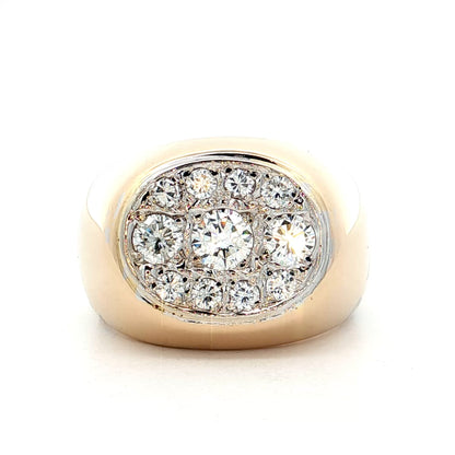 .91 Pave Diamond Cocktail Ring in 14k Yellow Gold
