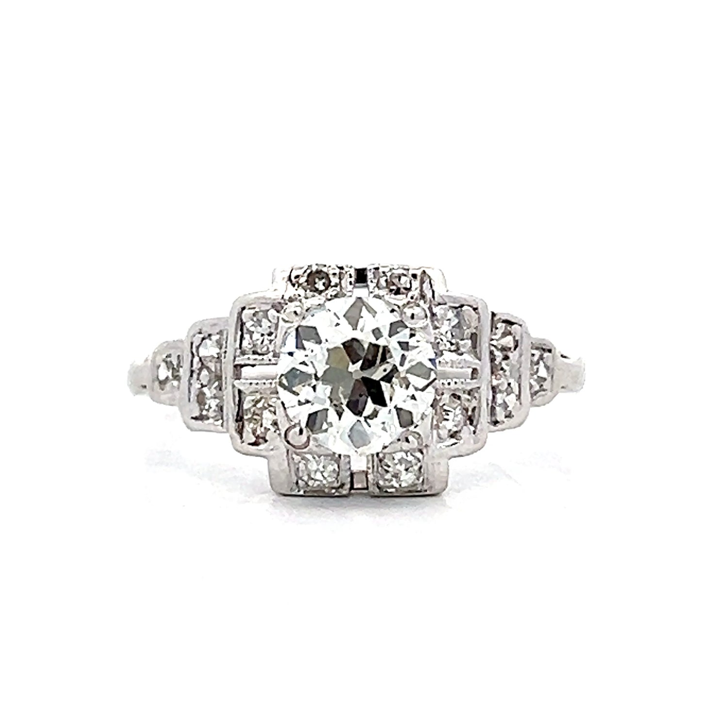 .91 Vintage Deco Diamond Engagement Ring in Platinum
