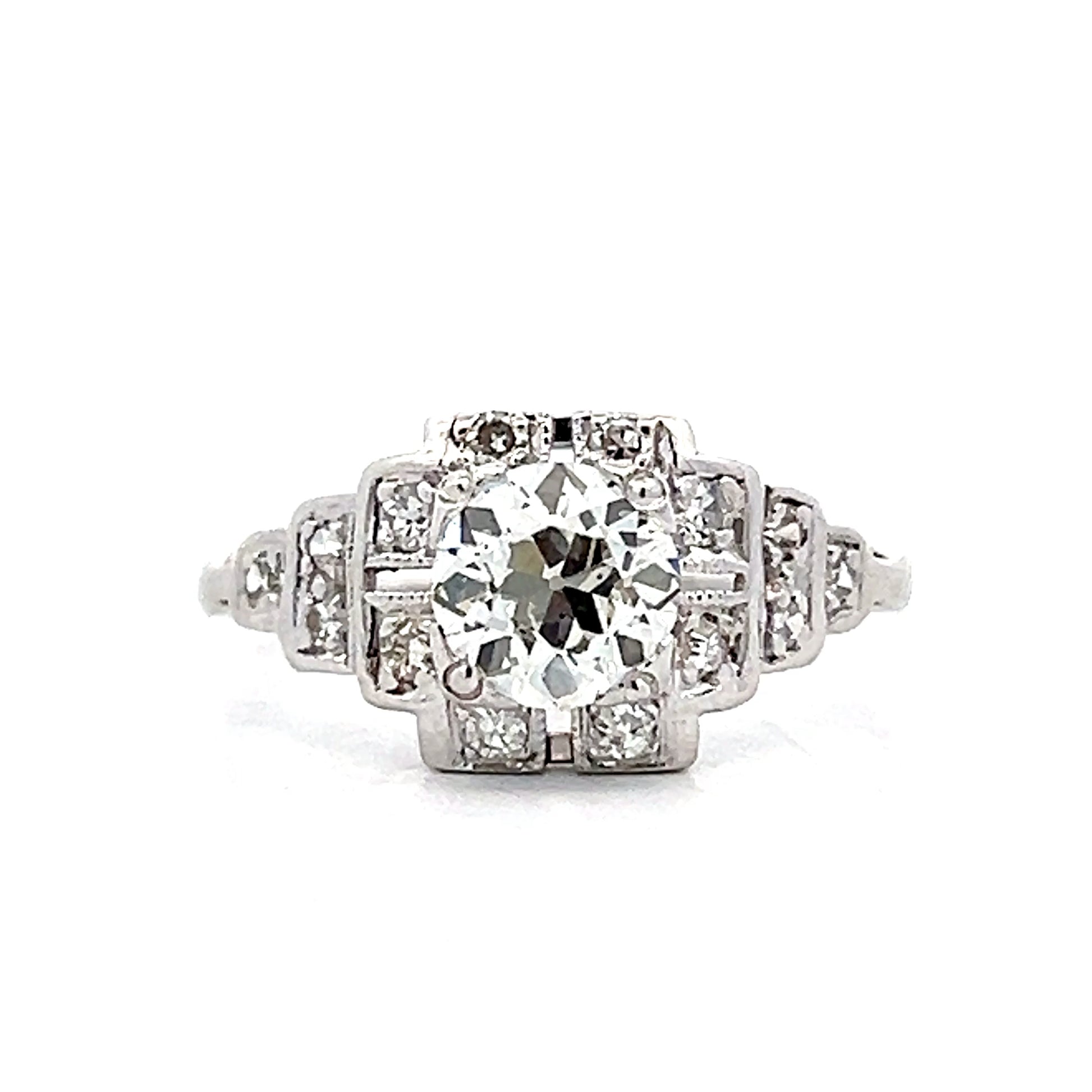 .91 Vintage Deco Diamond Engagement Ring in Platinum