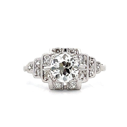 .91 Vintage Deco Diamond Engagement Ring in Platinum