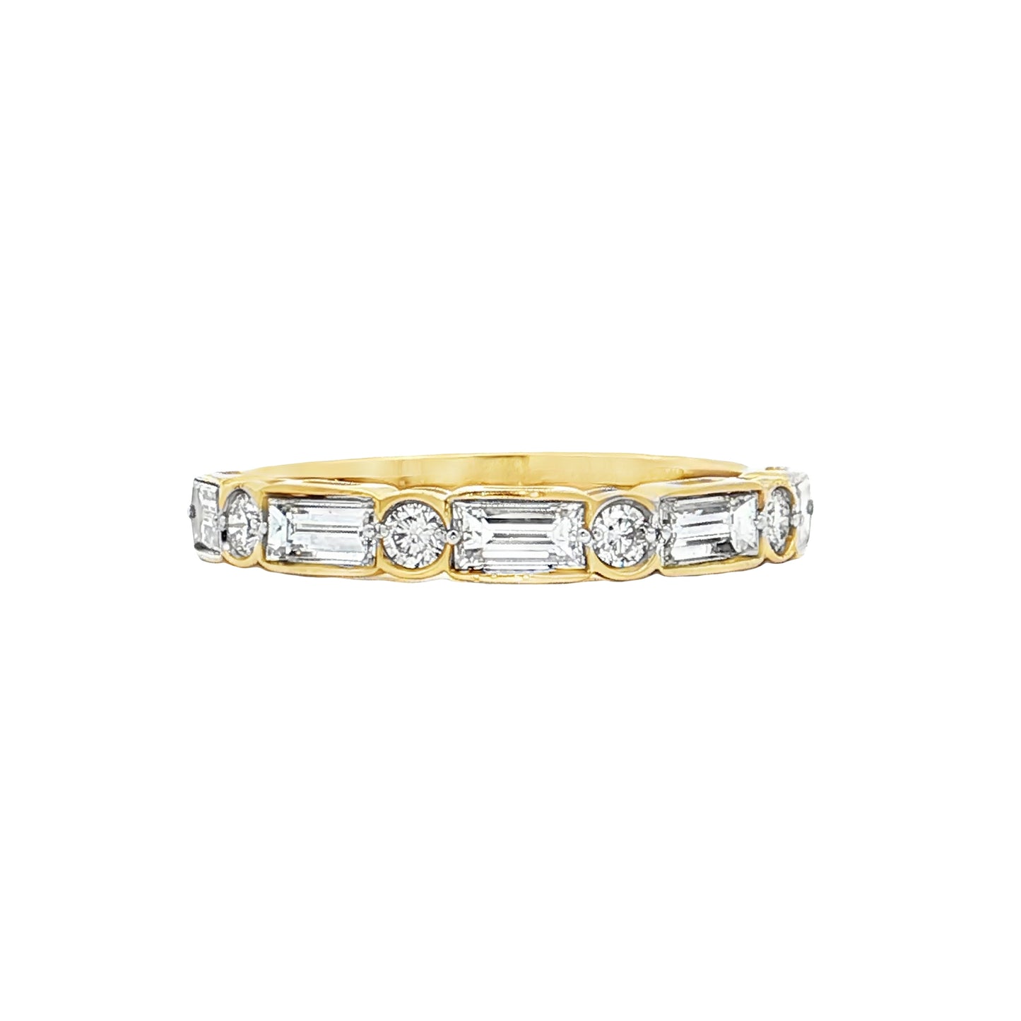 .94 Baguette & Round Diamond Wedding Band 14k