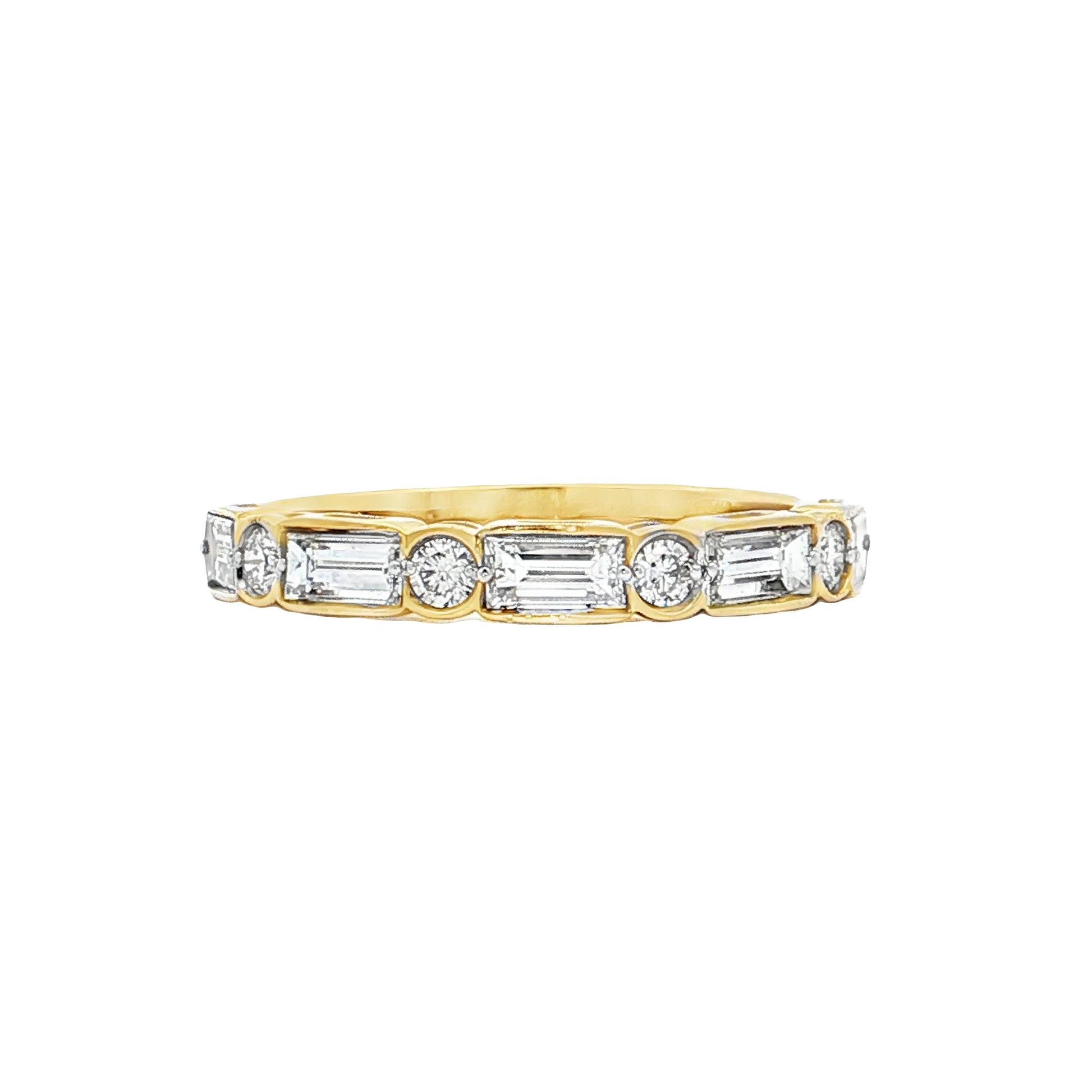 .94 Baguette & Round Diamond Wedding Band 14k