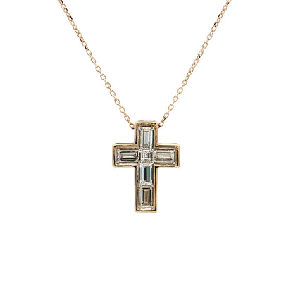 .94 Diamond Cross Pendant 14k Yellow Gold