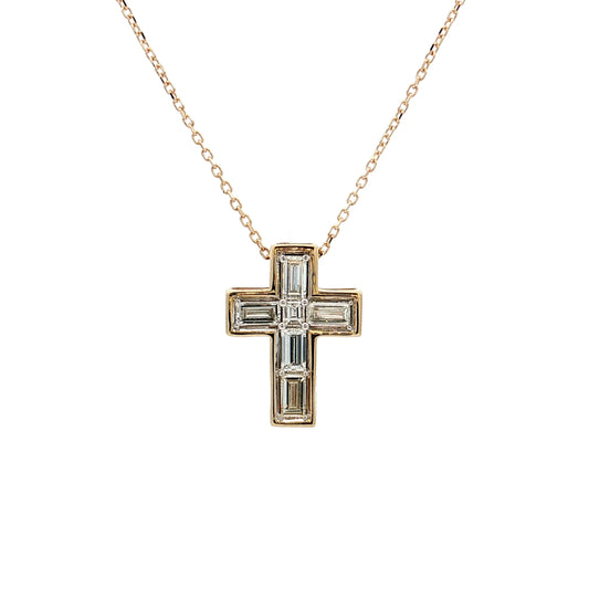 .94 Diamond Cross Pendant 14k Yellow Gold