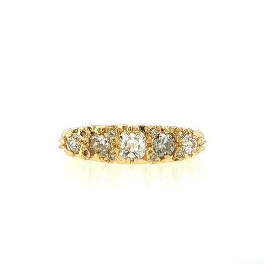 .94 Victorian Antique Old Mine Diamond Five Ring 18k
