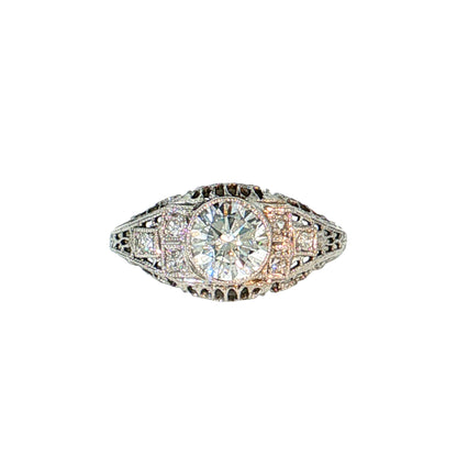 .95 Antique Art Deco Diamond Engagement Ring 18k