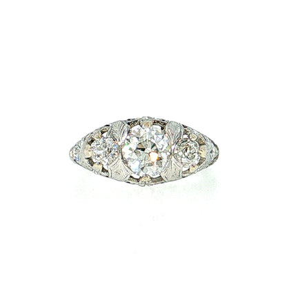 .95 Antique Art Deco Diamond Engagement Ring Platinum