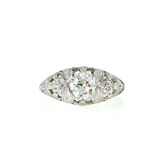 .95 Antique Art Deco Diamond Engagement Ring Platinum
