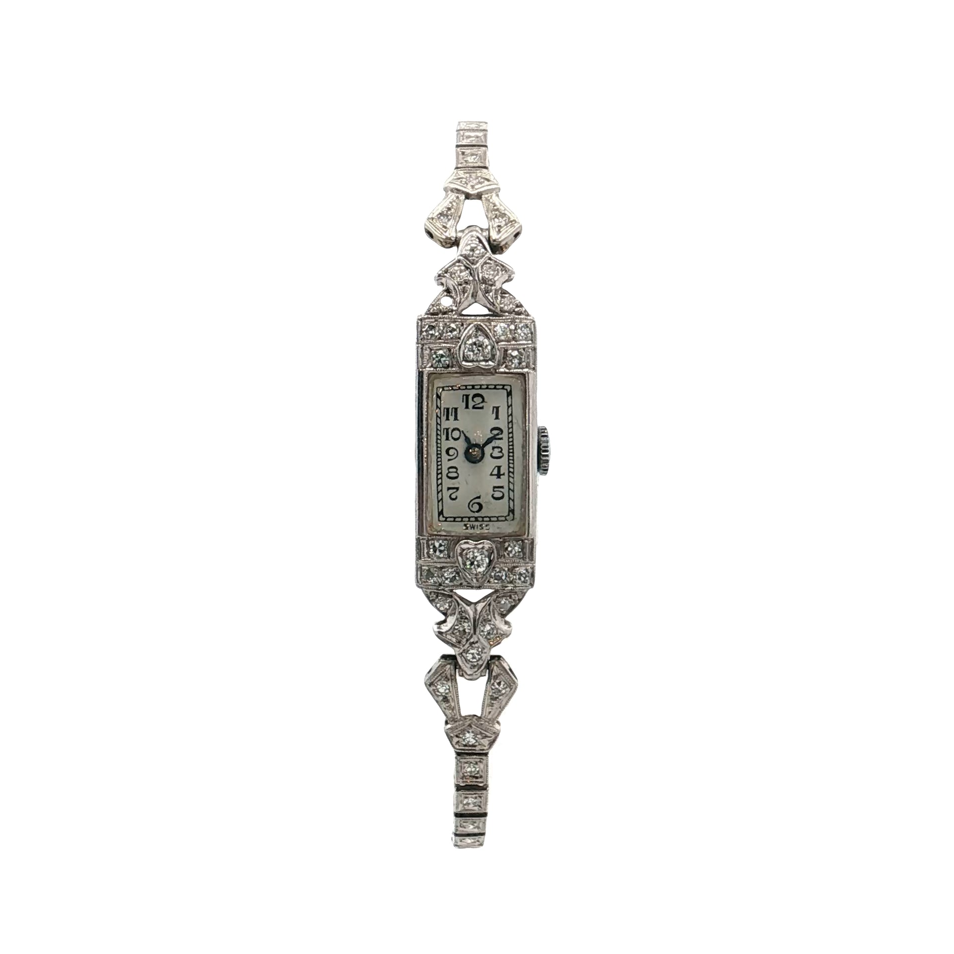 antique ladies dress watch .95 Art Deco Diamond in Platinum Choose Size:EU 40 - US 10 - Waist 76-79 cm - Chest 94-97 cm Plus Size College Masters This Art Deco ladies 3/4 Sleeve Dress