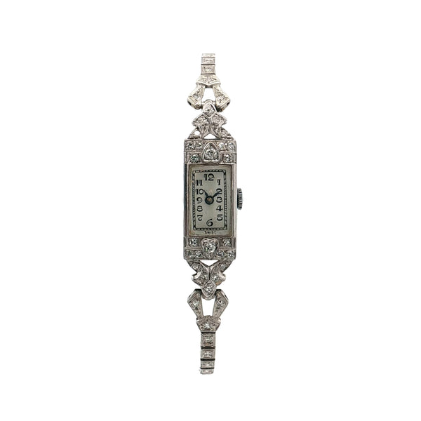 95 Antique Art Deco Diamond Ladies Watch in Platinum  display picture 3