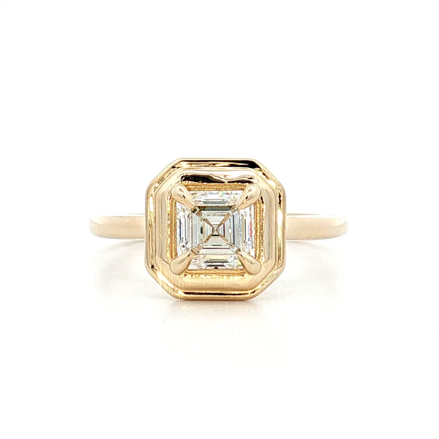 .95 Asscher Diamond Engagement Ring in 14k Yellow Gold
