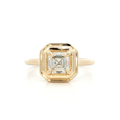 .95 Asscher Diamond Engagement Ring in 14k Yellow Gold
