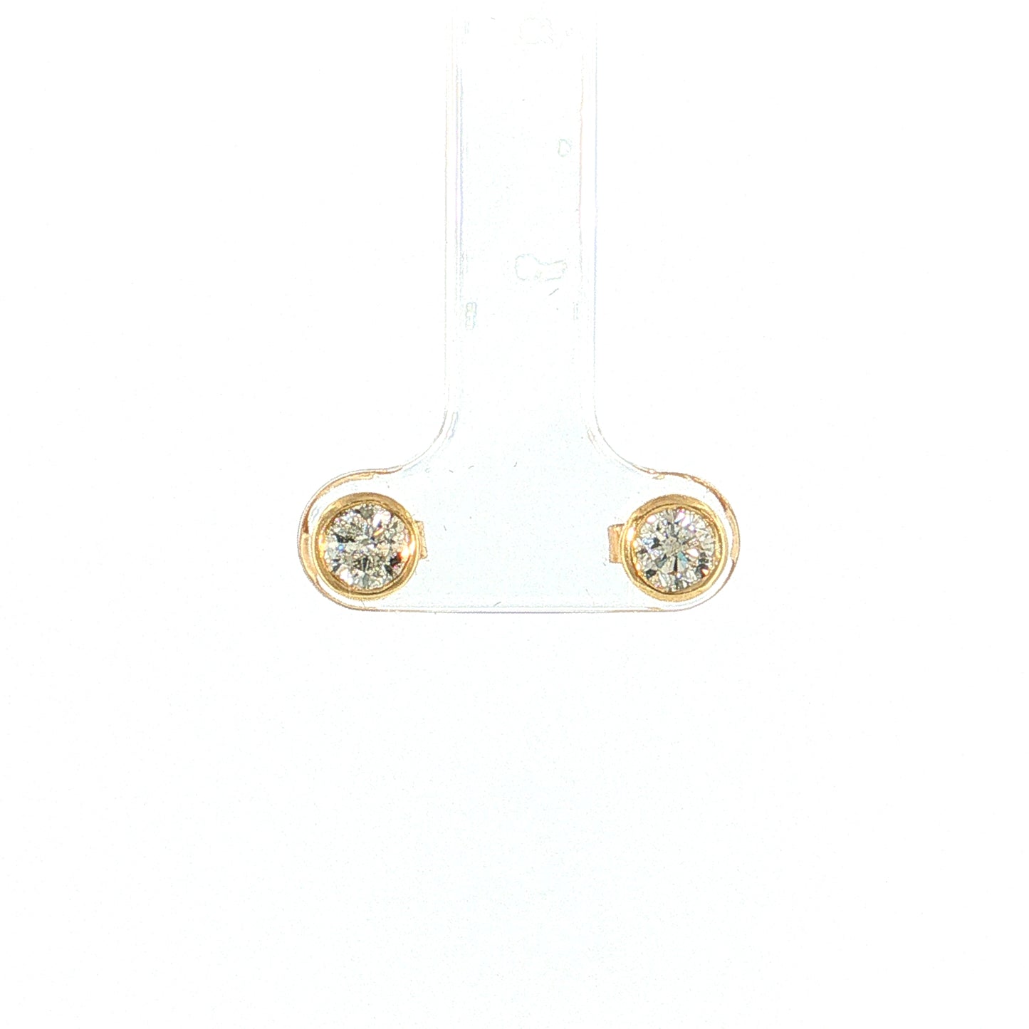 .96 Bezel Diamond Stud Earrings 10k Yellow Gold