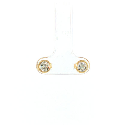 .96 Bezel Diamond Stud Earrings 10k Yellow Gold