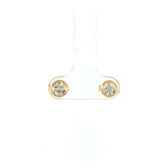 .96 Bezel Diamond Stud Earrings 10k Yellow Gold