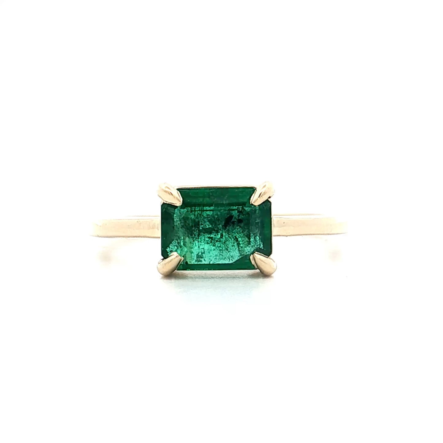 .96 East-West Emerald Engagement Ring in 14k