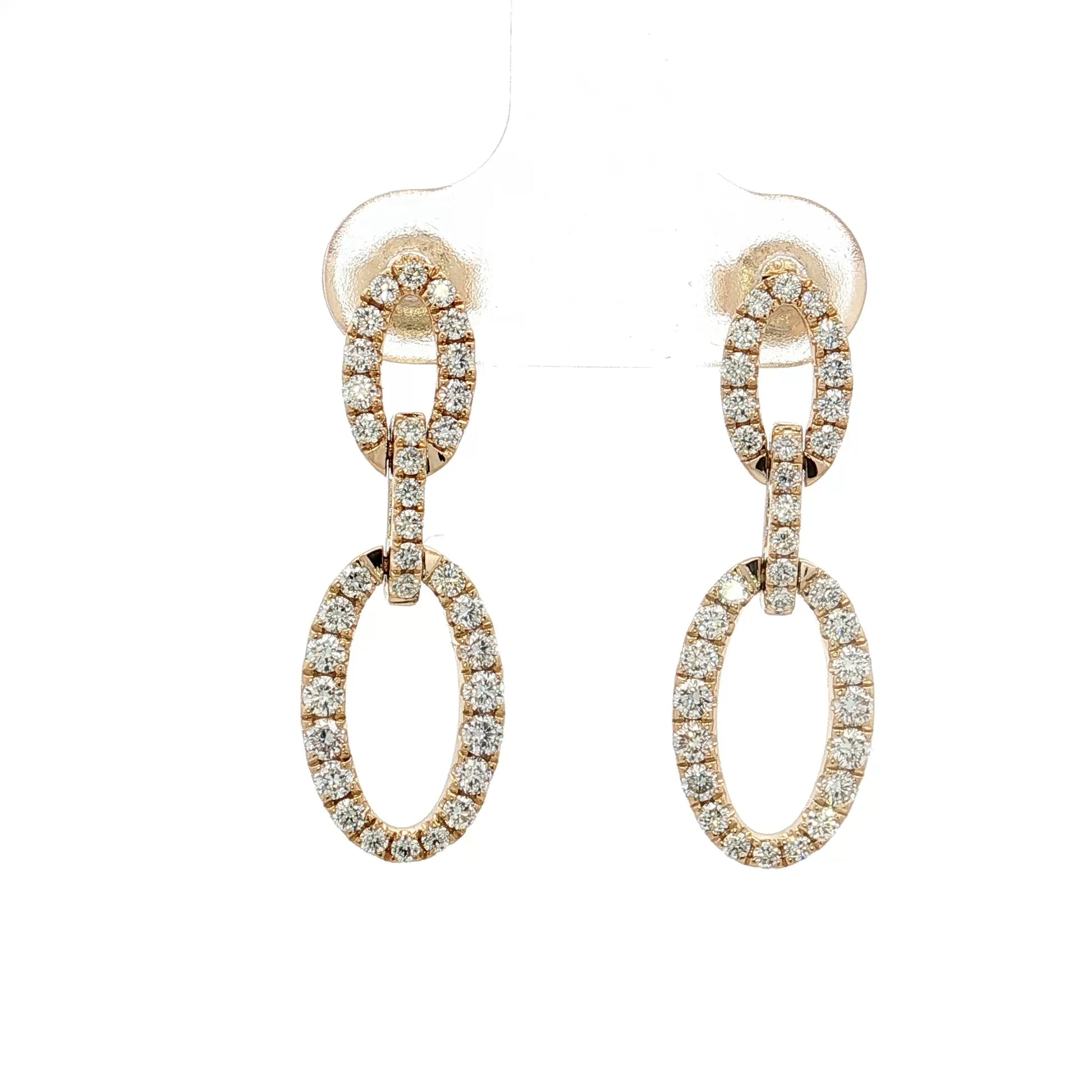 .97 Diamond Oval Link Drop Earrings 14k Yellow Gold