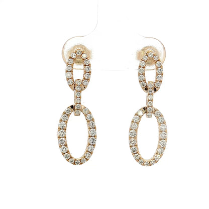 .97 Diamond Oval Link Drop Earrings 14k Yellow Gold