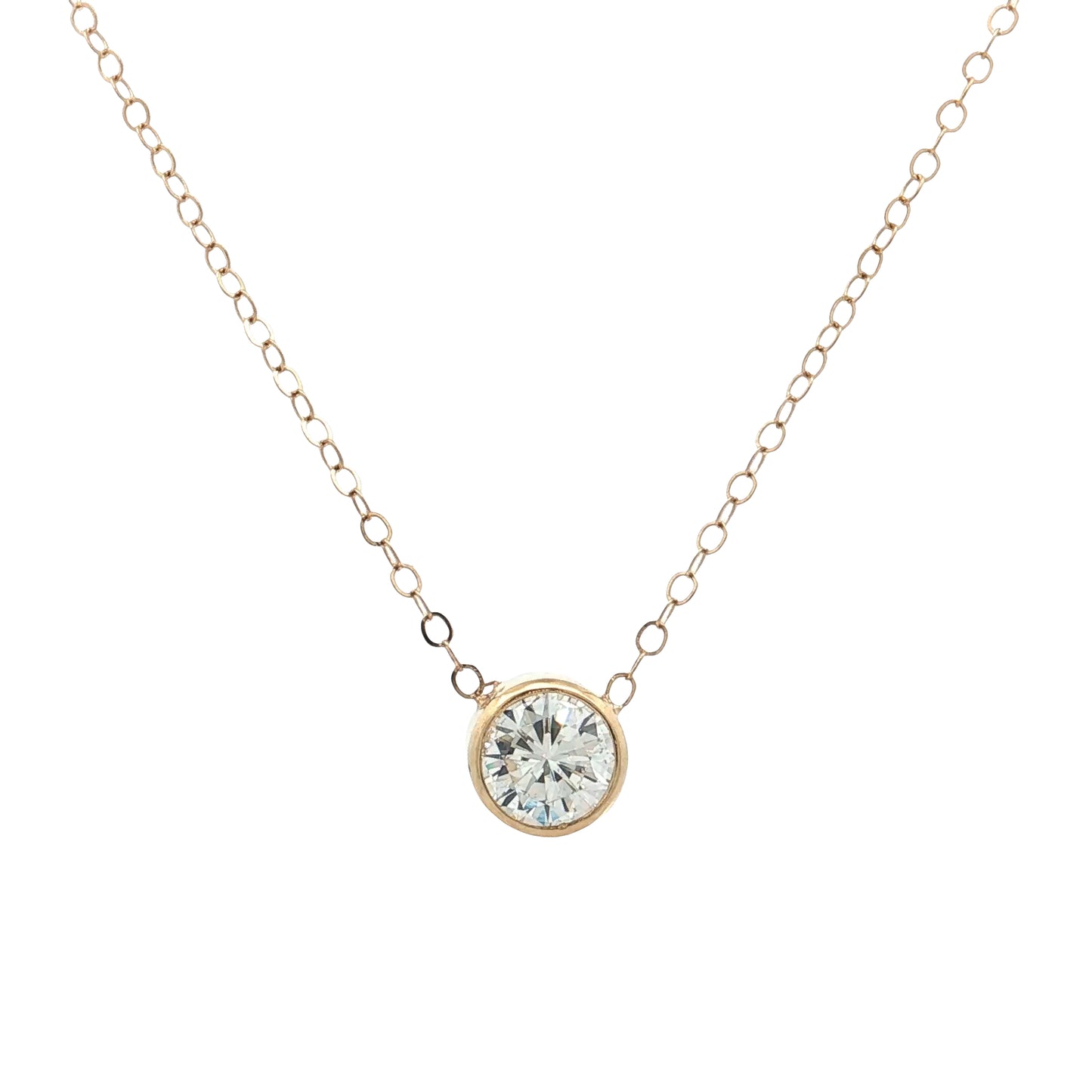 .98 Round Brilliant Diamond Solitaire Necklace 14k
