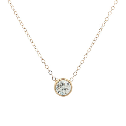 .98 Round Brilliant Diamond Solitaire Necklace 14k