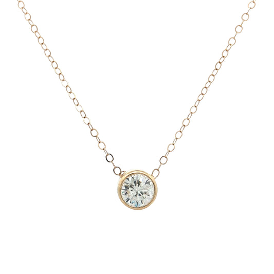 .98 Round Brilliant Diamond Solitaire Necklace 14k