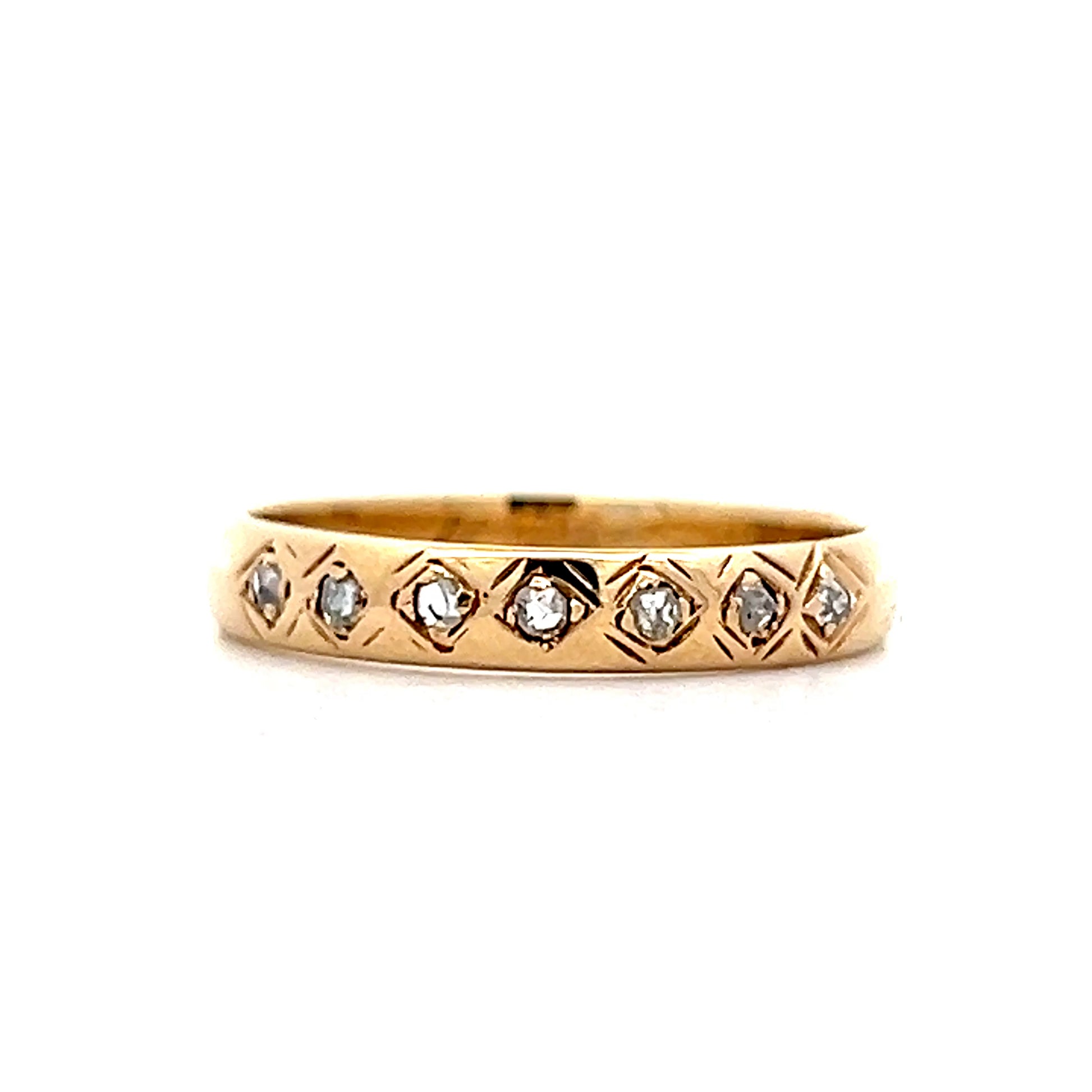 .98 Vintage Retro Diamond Band in 14k Yellow Gold