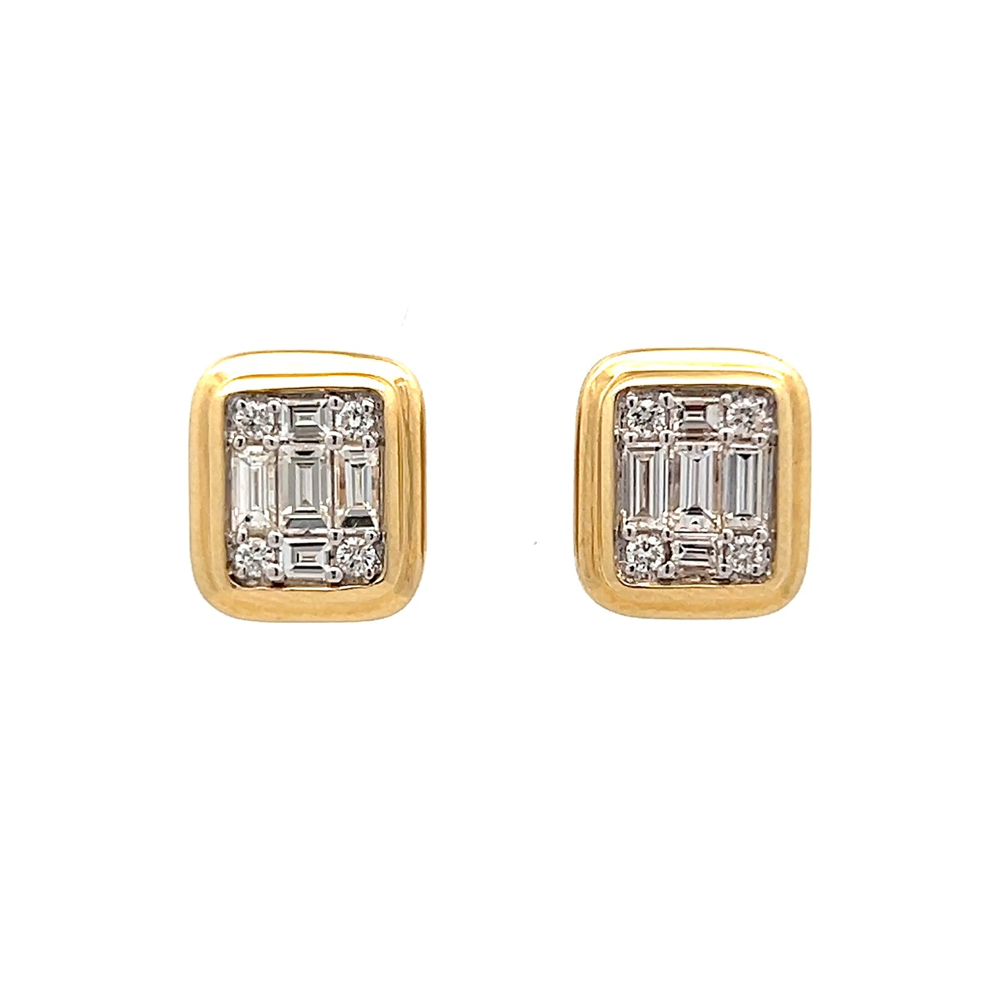 .99 Baguette & Round Diamond Stud Earrings in 14k