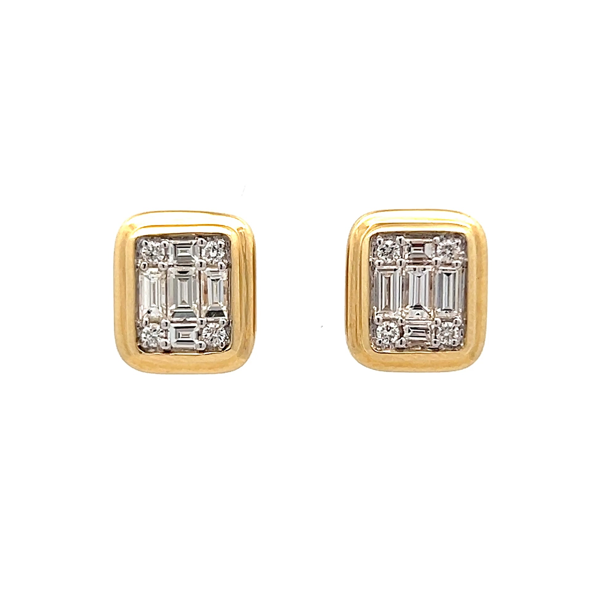 .99 Baguette & Round Diamond Stud Earrings in 14k