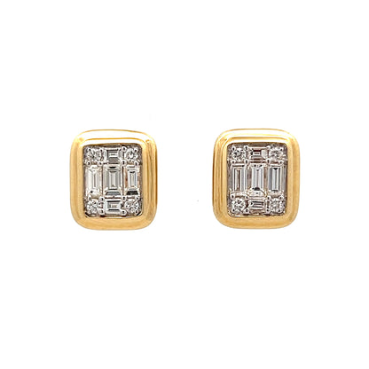 .99 Baguette & Round Diamond Stud Earrings in 14k