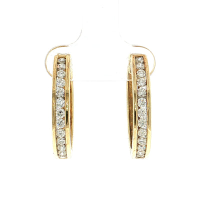 .99 Round Diamond Hoop Earrings 14k Yellow Gold